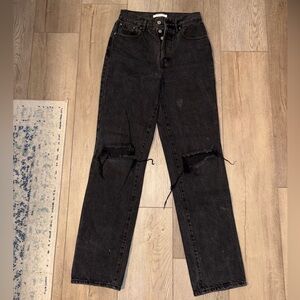 PacSun Black Ripped Straight Leg Jeans